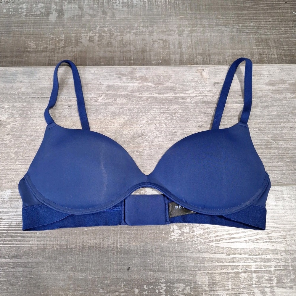 Pepper 32B Zero G Wire free Bra Classic Shirt Back Closure Blue